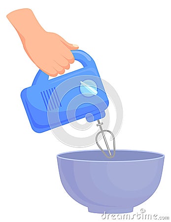 Mixing ingredients in bowl icon. Recipe step icon Vector Illustration