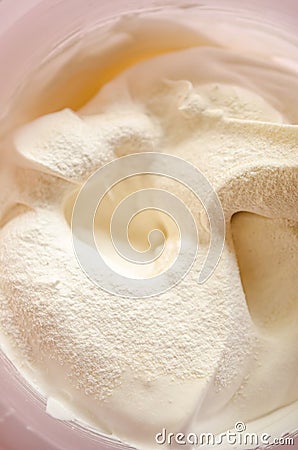 Mixing meringue with flour Stock Photo