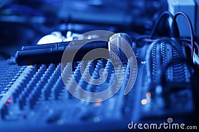 Mixing studio with microphones Stock Photo