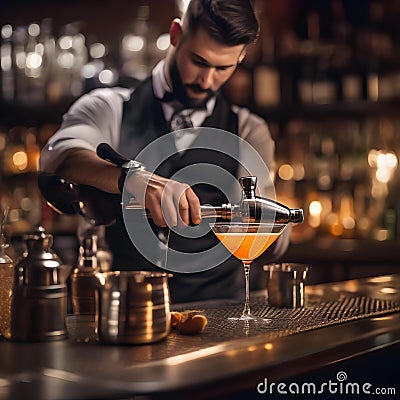 A mixologist shaking a cocktail shaker with flair and finesse2 Stock Photo