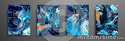 Mixture of acrylic paints. Liquid marble texture. Fluid art. Applicable for design cover, presentation, invitation Vector Illustration