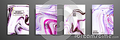 Mixture of acrylic paints. Modern artwork. Trendy design. Marble effect painting. Graphic hand drawn design for cover Vector Illustration