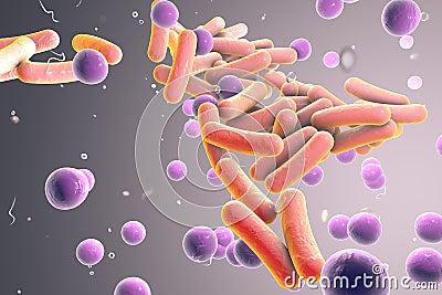 Mixture of different bacteria Cartoon Illustration