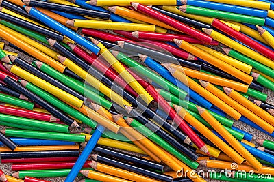 Mixture of small crayons Stock Photo