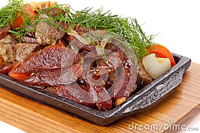 A mixture of various roasted meat Stock Photo