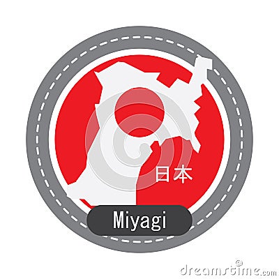 Miyagi map. Vector illustration decorative design Vector Illustration