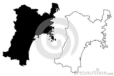 Miyagi Prefecture map vector Vector Illustration
