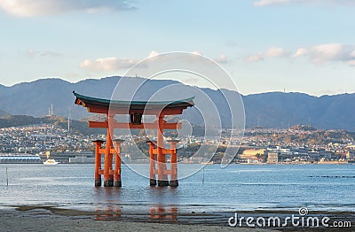 Miyajima, Hiroshima, Japan at the famed floating torii gate Stock Photo