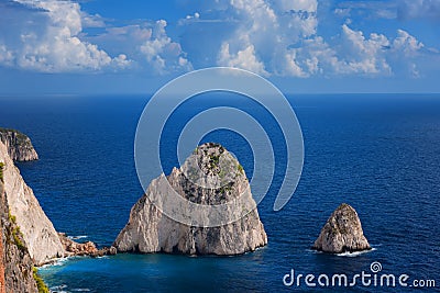 The Mizithres, small and big. Amazing rock formations on Keri cape, Zakynthos island. Greece. Stock Photo