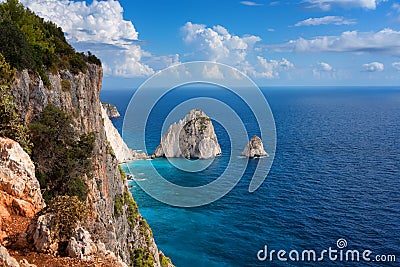 The Mizithres, small and big. Amazing rock formations on Keri cape, Zakynthos island. Greece. Stock Photo