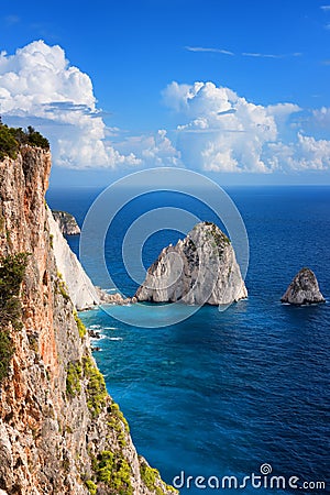 The Mizithres, small and big. Amazing rock formations on Keri cape, Zakynthos island. Greece. Stock Photo