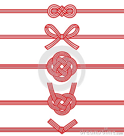 Mizuhiki : decorative Japanese cord made from twisted paper. Vector Illustration