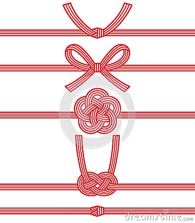 Mizuhiki : decorative Japanese cord made from twisted paper. Vector Illustration