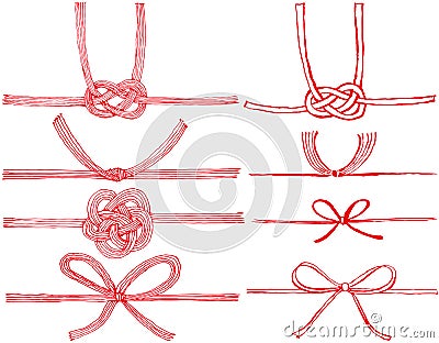 Mizuhiki : Japanese decorative strings made from twisted paper. Vector Illustration