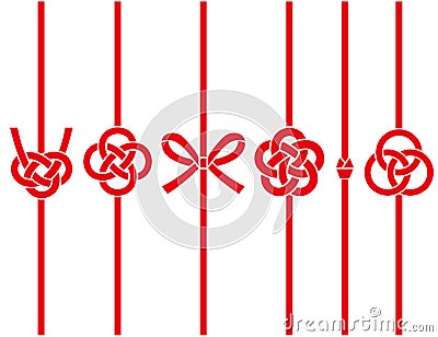 Mizuhiki set. decorative Japanese cord made from twisted paper. Vector Illustration