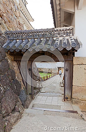 Mizunoni Gate of Himeji castle, Japan. UNESCO site Editorial Stock Photo