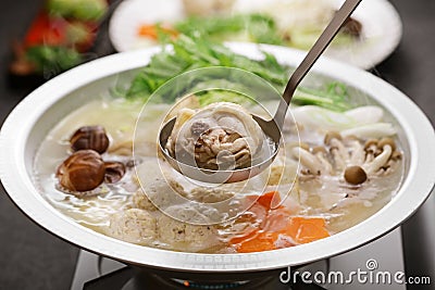 Mizutaki, Japanese chicken hot pot Stock Photo