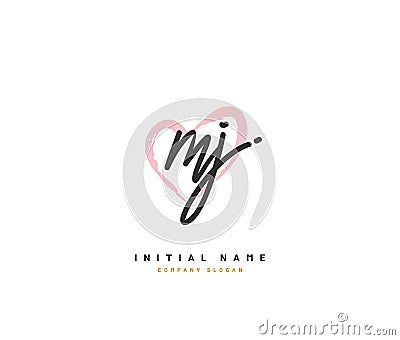 MJ Beauty vector initial logo, handwriting logo of initial signature, wedding, fashion, jewerly, boutique, floral and botanical w Stock Photo