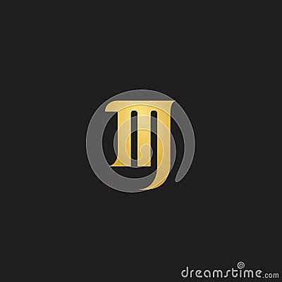 MJ Logo Simple Design with gold color Vector Illustration