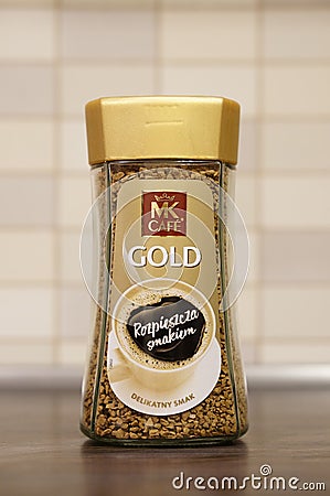 MK Cafe Gold instant coffee Editorial Stock Photo