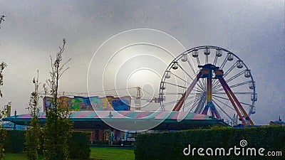 Spooky Twilight Fairground Editorial Stock Photo