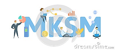 MKSM, Milton Keynes South Midlands. Concept with keywords, people and icons. Flat vector illustration. Isolated on white Vector Illustration