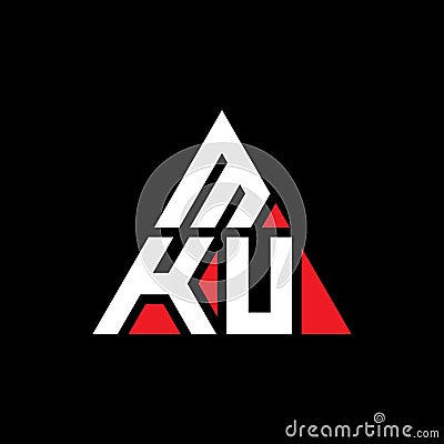 MKU triangle letter logo design with triangle shape. MKU triangle logo design monogram. MKU triangle vector logo template with red Vector Illustration