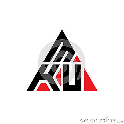 MKU triangle letter logo design with triangle shape. MKU triangle logo design monogram. MKU triangle vector logo template with red Vector Illustration