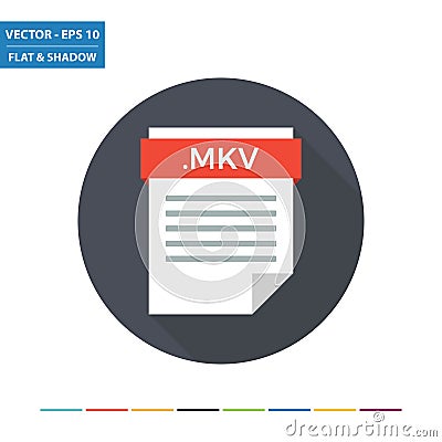 MKV video document file format flat icon Vector Illustration