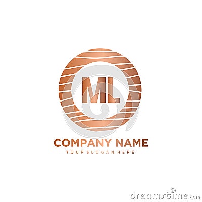 ML Initial Letter circle wood logo template vector Stock Photo