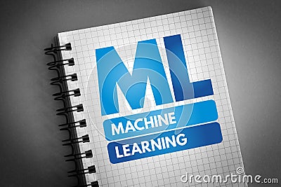 ML - Machine Learning acronym on notepad, education concept background Stock Photo