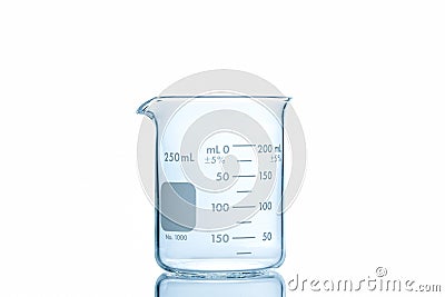250ml measuring beaker for science experiment in laboratory isolated Stock Photo