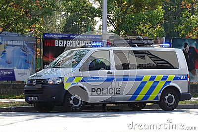 Mladï¿½ Boleslav, Czech republic, 15-09-2018: Czech police accident patrol in action Editorial Stock Photo