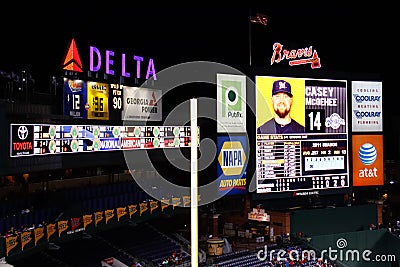 MLB Atlanta Braves - Turner Field Scoreboard Editorial Stock Photo