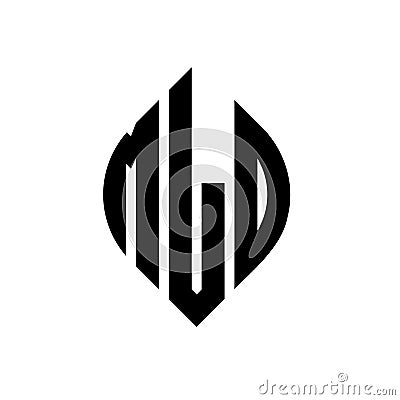 MLD circle letter logo design with circle and ellipse shape. MLD ellipse letters with typographic style. The three initials form a Vector Illustration