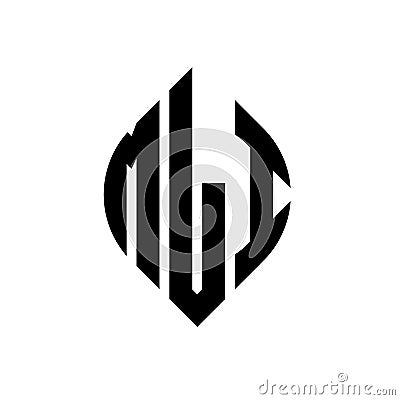 MLI circle letter logo design with circle and ellipse shape. MLI ellipse letters with typographic style. The three initials form a Vector Illustration