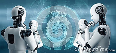 MLP Future medical technology controlled by AI robot using machine learning Cartoon Illustration