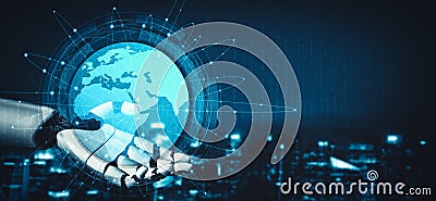MLP Future artificial intelligence and machine learning for AI droid robot or cyborg Stock Photo