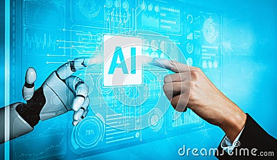 MLP Future artificial intelligence and machine learning for AI droid robot or cyborg Stock Photo