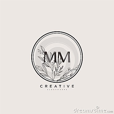 MM Beauty vector initial logo art, handwriting logo of initial signature, wedding, fashion, jewerly, boutique, floral and Vector Illustration