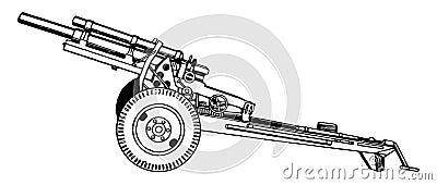 105 mm Howitzer M2A1, vintage illustration Vector Illustration