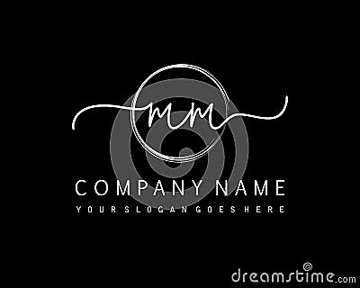 MM Initial handwriting logo circle hand drawn template vector Vector Illustration