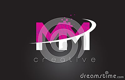 MM M M Creative Letters Design With White Pink Colors Vector Illustration