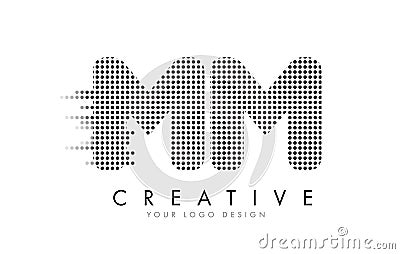 MM M M Letter Logo with Black Dots and Trails. Vector Illustration