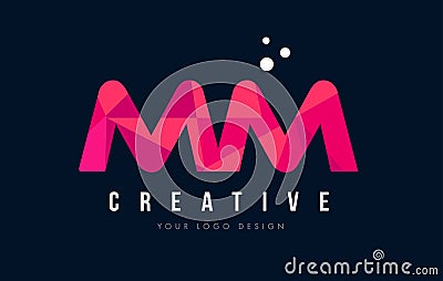 MM M M Letter Logo with Purple Low Poly Pink Triangles Concept Vector Illustration