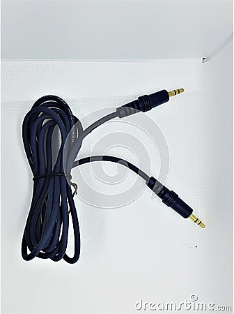 3.5mm micro jack and RCA cable for audio data transmission Stock Photo