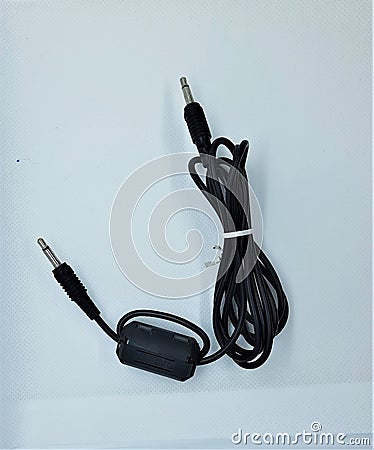 3.5mm micro jack and RCA cable for audio data transmission Stock Photo