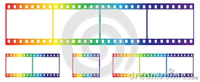35mm rainbow film strip pieces with clipping paths, vector illustration Vector Illustration