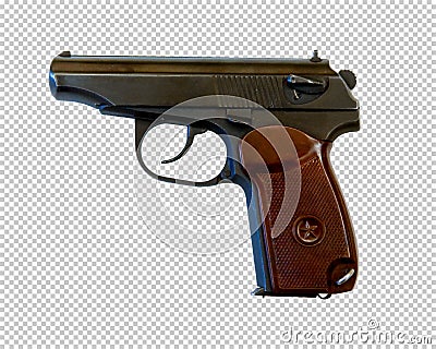 9-mm self-loading pistol Makarov PM, transparent background, png Stock Photo