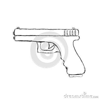 9mm semi-automatic hand drawn pistol. Modern firearm vector illustration. Vector Illustration